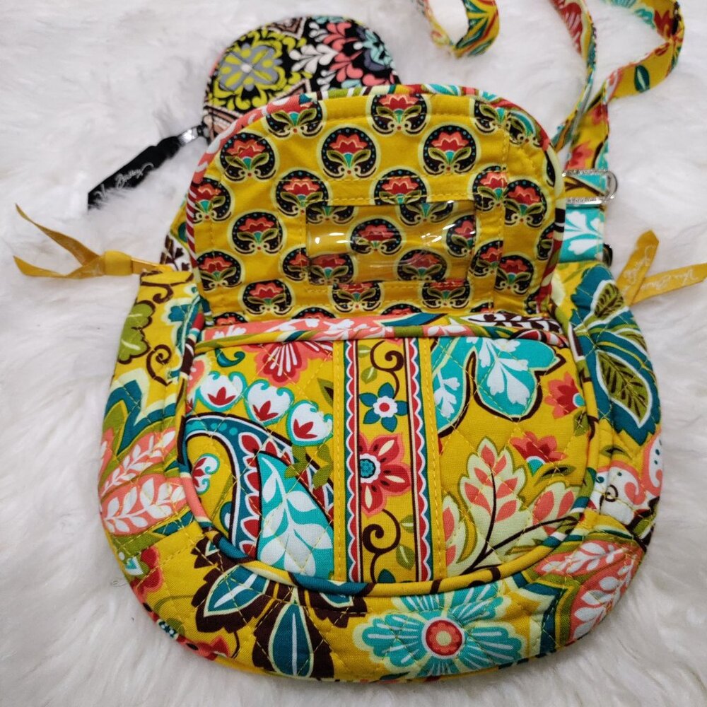 Vera Bradley Yellow Multicolor Floral Hipster Crossbody Bag And Coin Purse Set - Picture 6 of 11